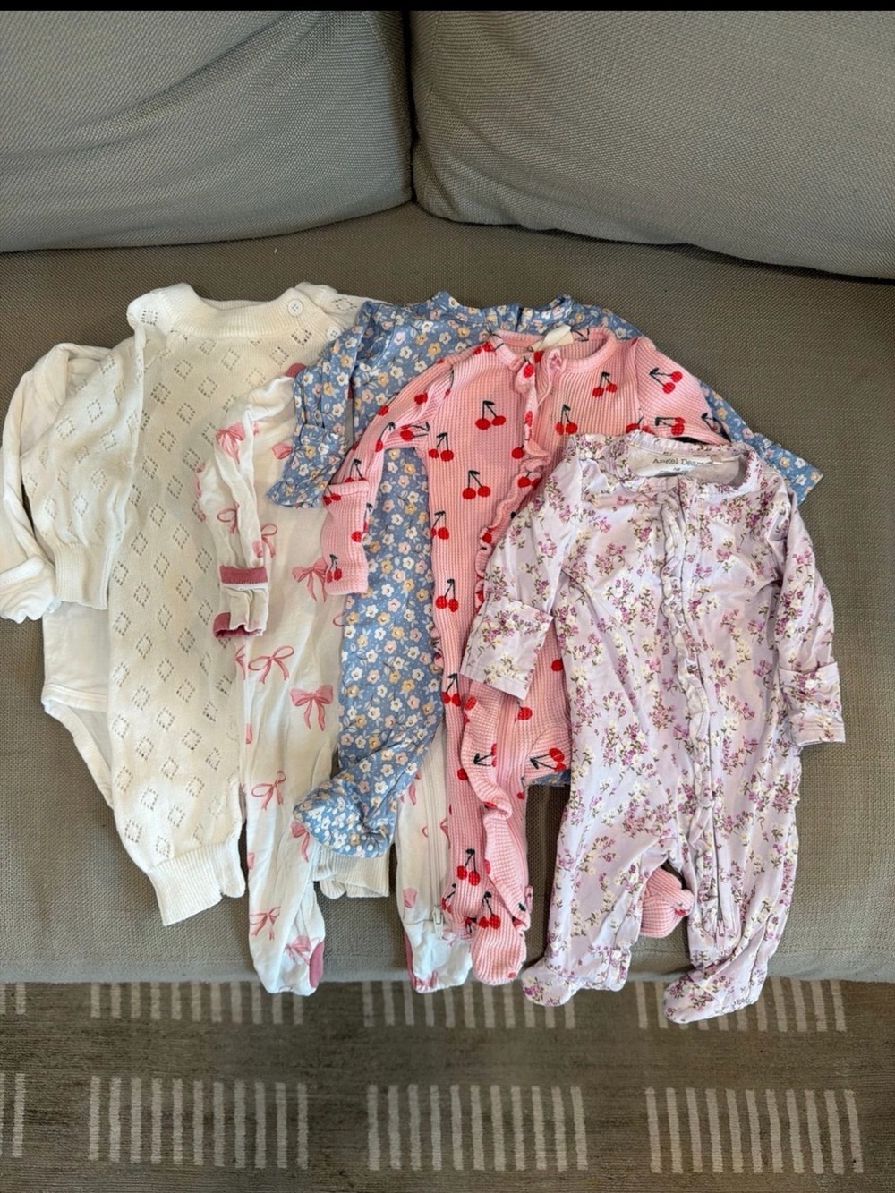 Newborn Baby Girls Mixed One-Piece/Pajamas Bundle - White, Pink, Blue, Lavender